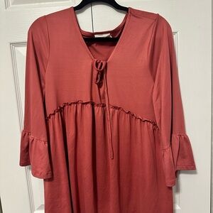 Women's Rust Blouse with Tie-Front Detail